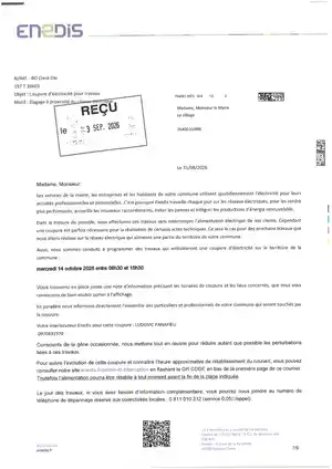 <h2>Coupure Électricité</h2><h2>Quartier des Limites</h2><h3>Mercredi 14 octobre 2026 de 08h30 à 15h30 </h3>
